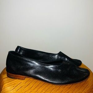 Martiniano Black Leather Women's Glove Ballet Flats
